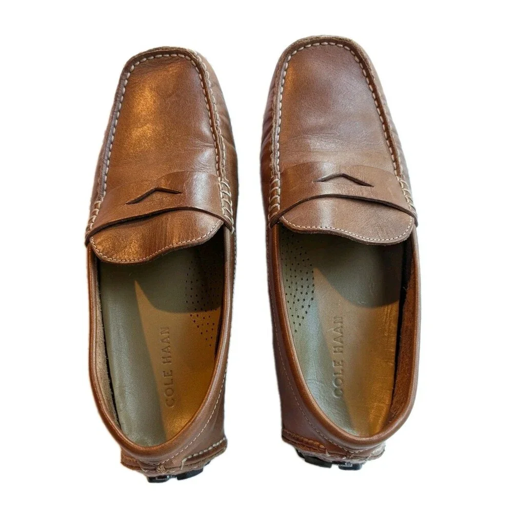 COLE HAAN Howland Shoes Mens 8M Brown Penny Loafers Driving Moccasin Preppy